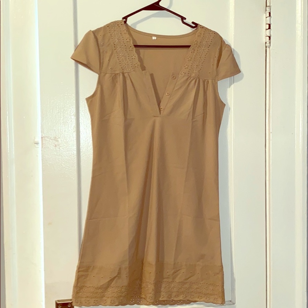 Beige dress.